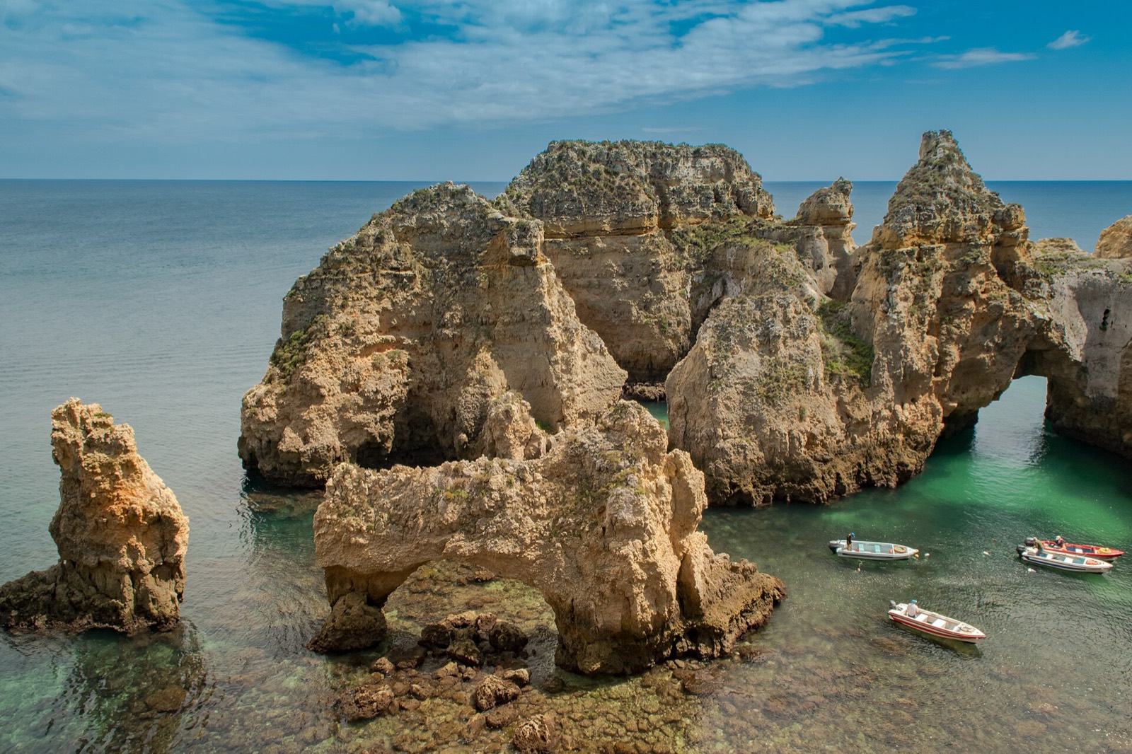 Golden sea cliffs and rock arches at Ponta da Piedade near Lagos