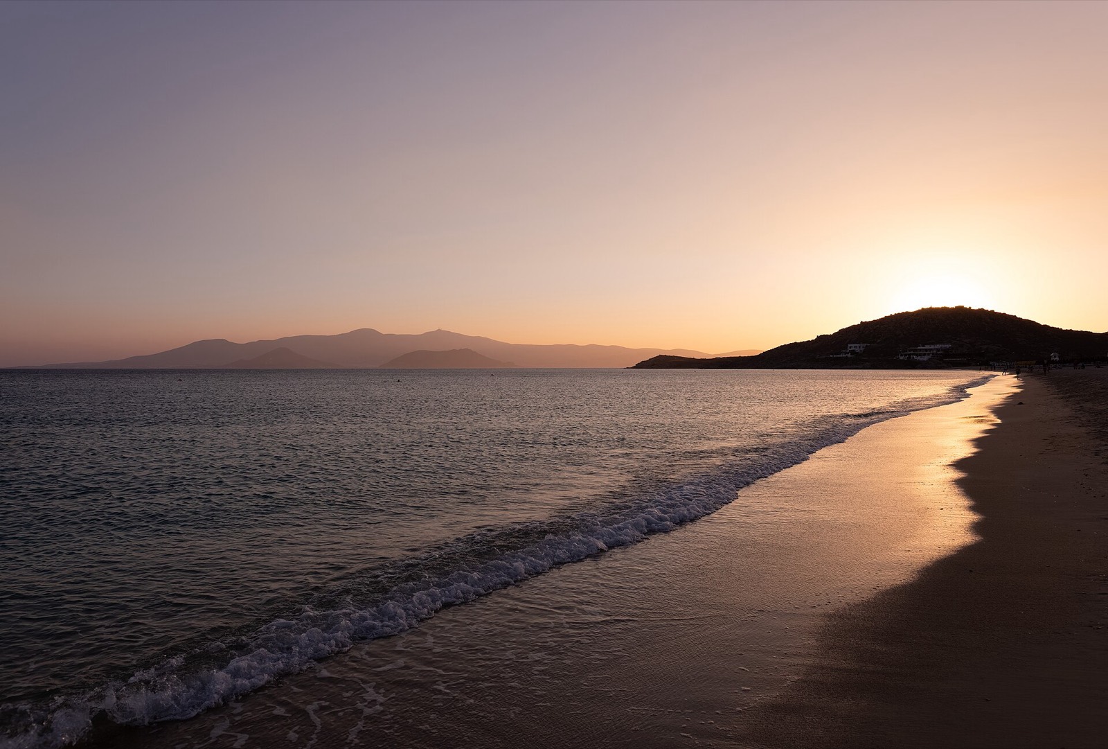 Agios Prokopios beach on Naxos at sunset